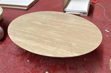 Bàn cà phê hình bầu dục tối giản hiện đại bằng đá travertine