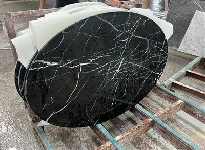 Đá cẩm thạch Nero Marquina Top hình bầu dục màu đen