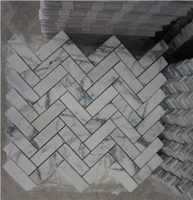 Khảm xương cá đá cẩm thạch trắng Bianco Statuario