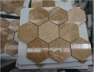 Ánh sáng Emperador Marble Hexagon Mosaic Ngói